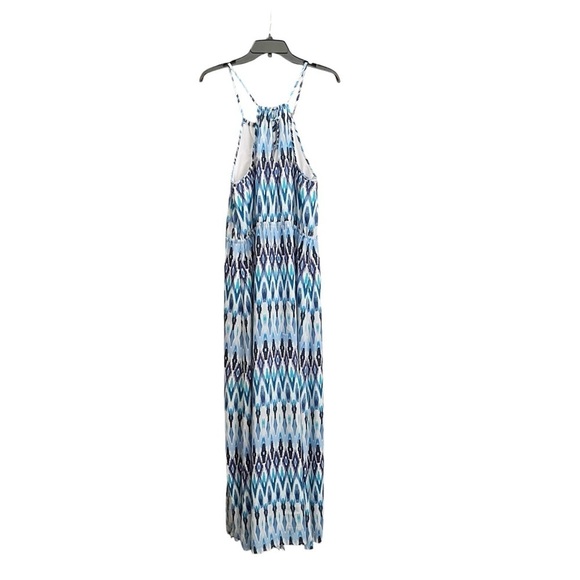 Athleta Sunset Maxi Dress Women's Size S Blue Rayon Halter Sleeveless Side Slit - Picture 4 of 7
